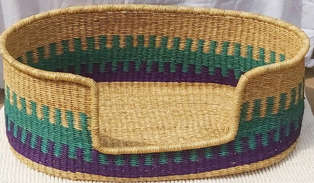 Mama Zuri Style Pet Supplies Dogs basket household straw baskets style