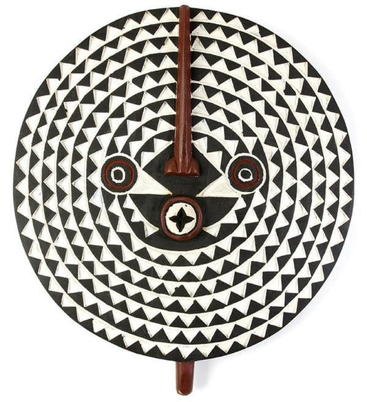 Mama Zuri Style wooden mask Round  African wooden sun mask decor
