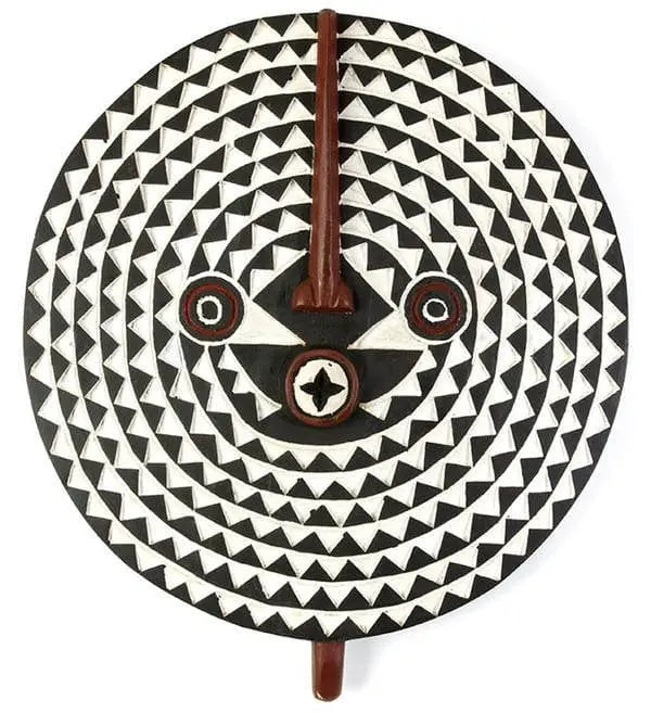 Mama Zuri Style wooden mask Round African wooden sun mask decor