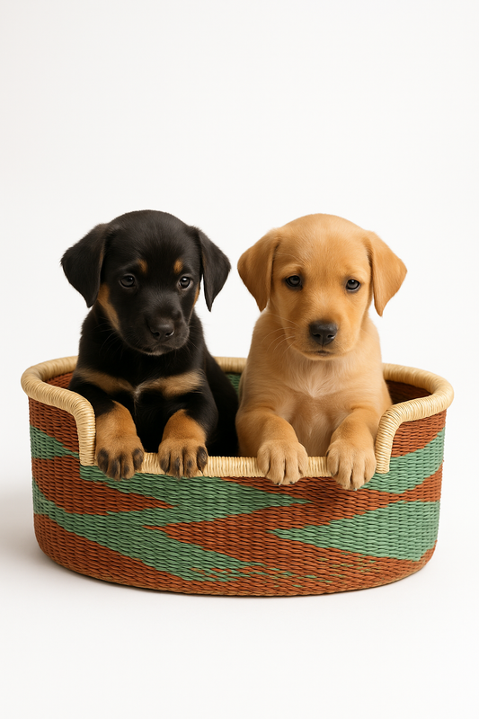 Handwoven dog bassinet fair trade MamaZuriStyle Canada and usa