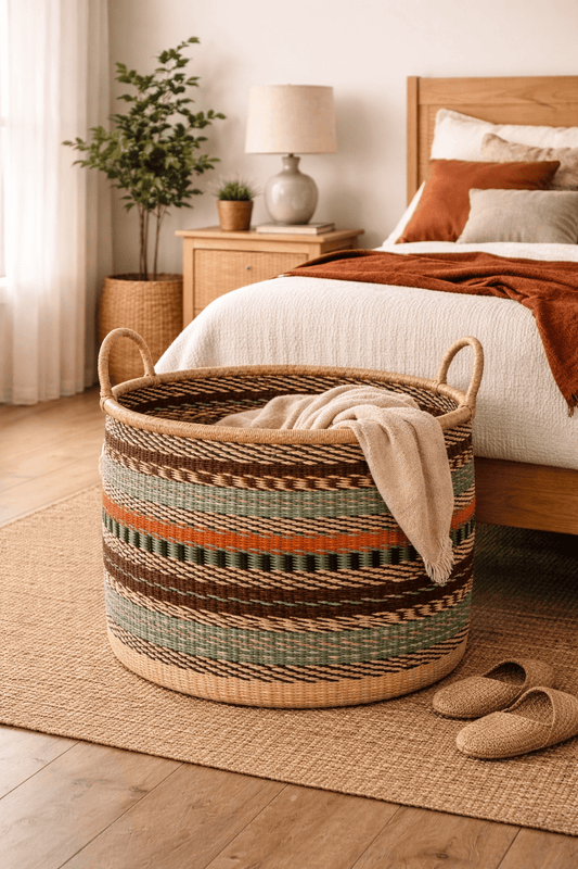 Mama Zuri Style Bolga Decor Baskets Bolga Woven Living room decorative basket