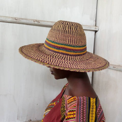 Mama Zuri Style Colourful Ghana made Straw woven hat