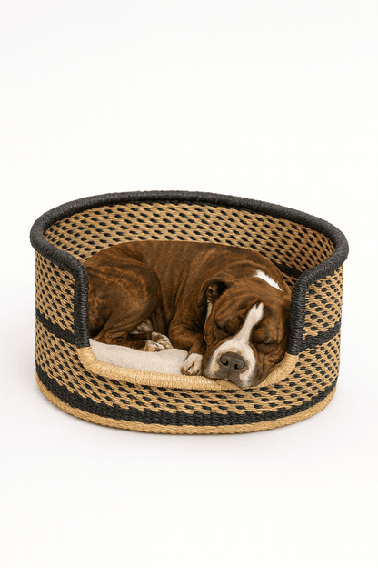 Mama Zuri Style Bolga Dog bed Comfortable natural Dog baskets Ghana made sweetgrass