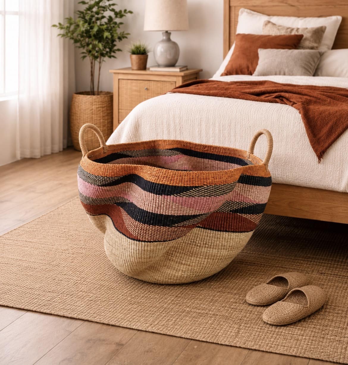 Mama Zuri Style Handwoven African storage Basket boho