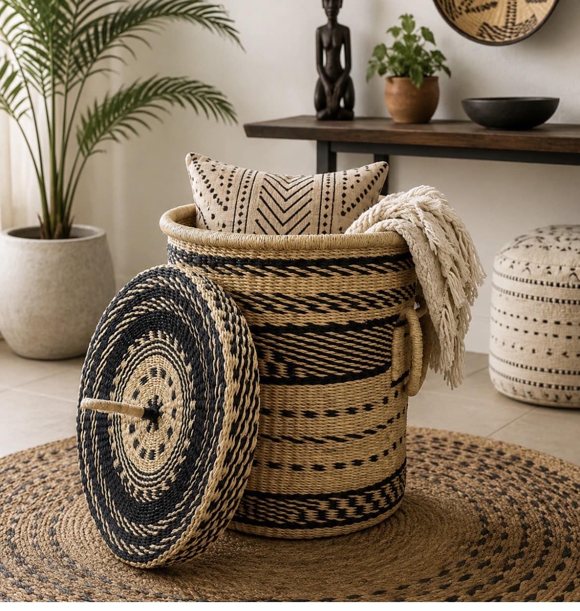 Mama Zuri Style Handwoven Bolga Storage Hamper