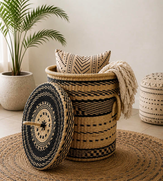 Mama Zuri Style Handwoven Bolga Storage Hamper