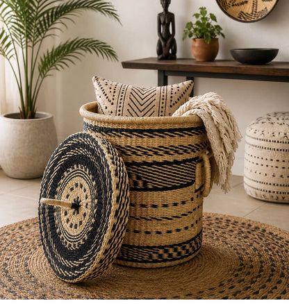 Mama Zuri Style Handwoven Bolga Storage Hamper