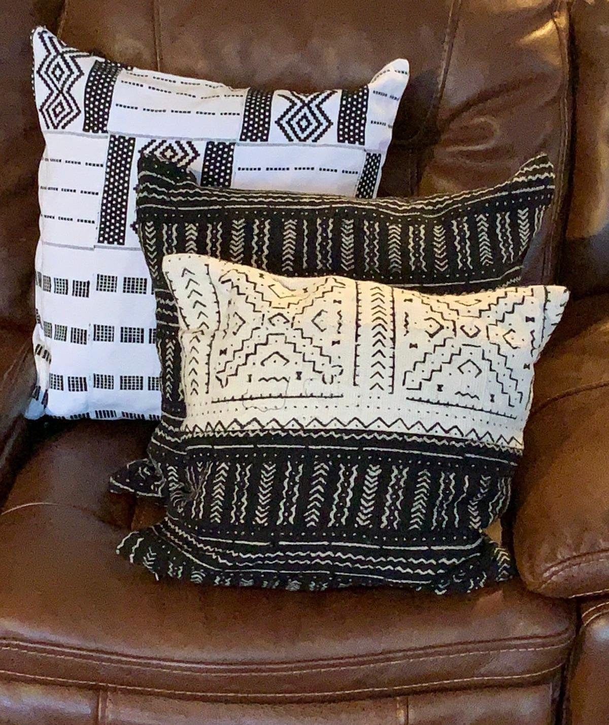 Mama Zuri Style as per image / mud cloth and kente Set of 3 Decorative Pillow cases / Mud Cloth AFrican PIllow Case/ home decor shop