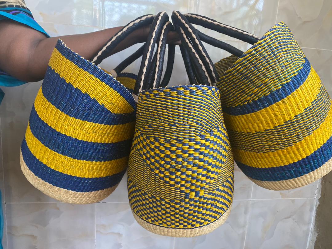 Mama Zuri Style Bolga Baskets 3 U shopper basket Set of 3 U shopper baskets for family gift