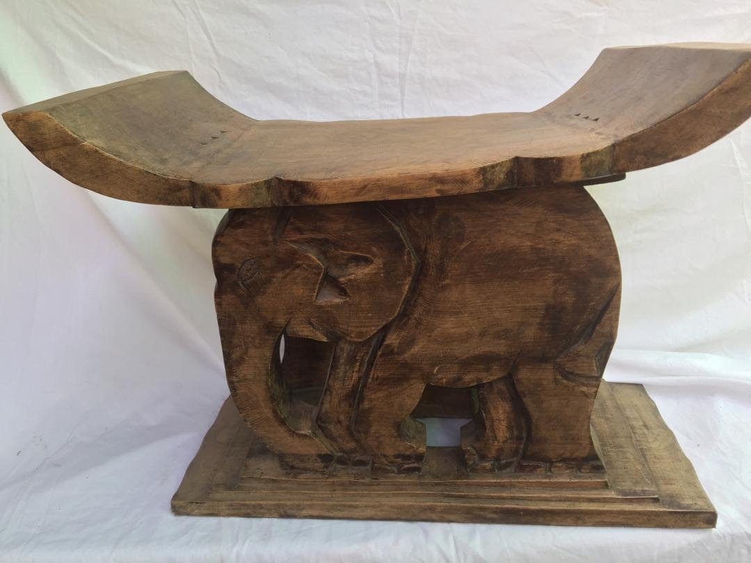 Mama Zuri Style Tribal living room stool from Ashanti tribe Ghana made