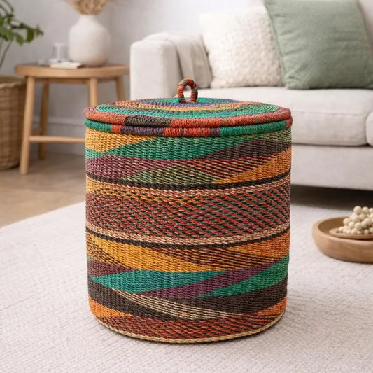 Mama Zuri Style Handmade straw Hamper Where in Ghana do they make laundry basket
